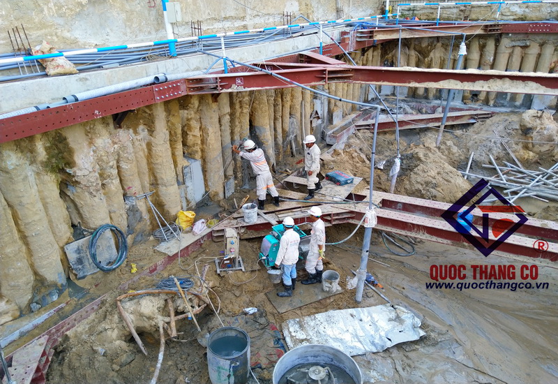 pumping of hollow concrete recovery mortar